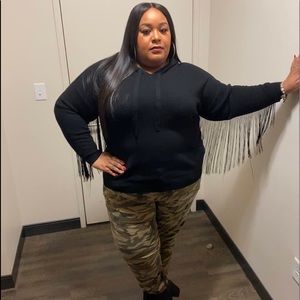 Plus Size Fringe Hoodie